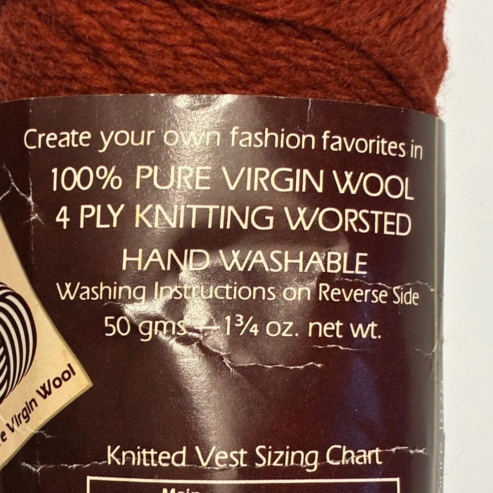 Lion Brand Cape Cod 100% Pure Virgin Wool Yarn Revere Copper 6 Skeins Vintage